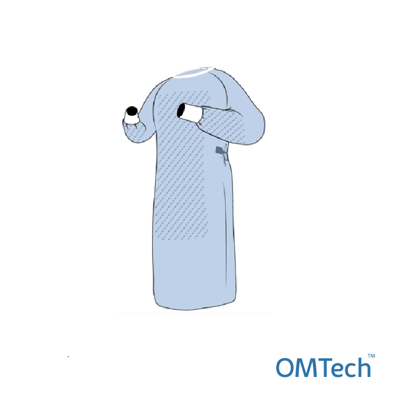 Халат хірургічний OMTech™ на зав'язках "КОМФОРТ" із захисними зонами, довжина 132 см (розмір 50 - 52(L)) (спанлейс - 68 г/м2), стерильний